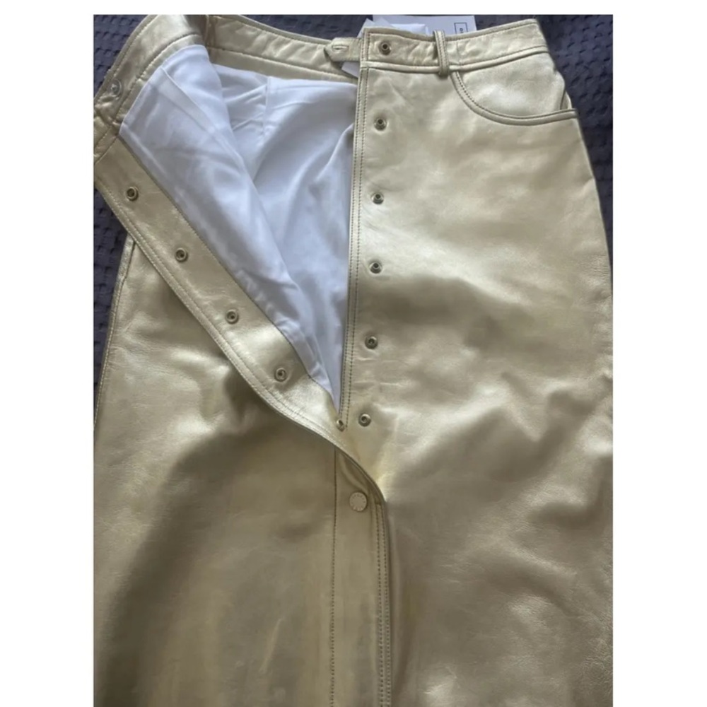 Sandro Gold Metallic Snap Button Front Skirt - image 7